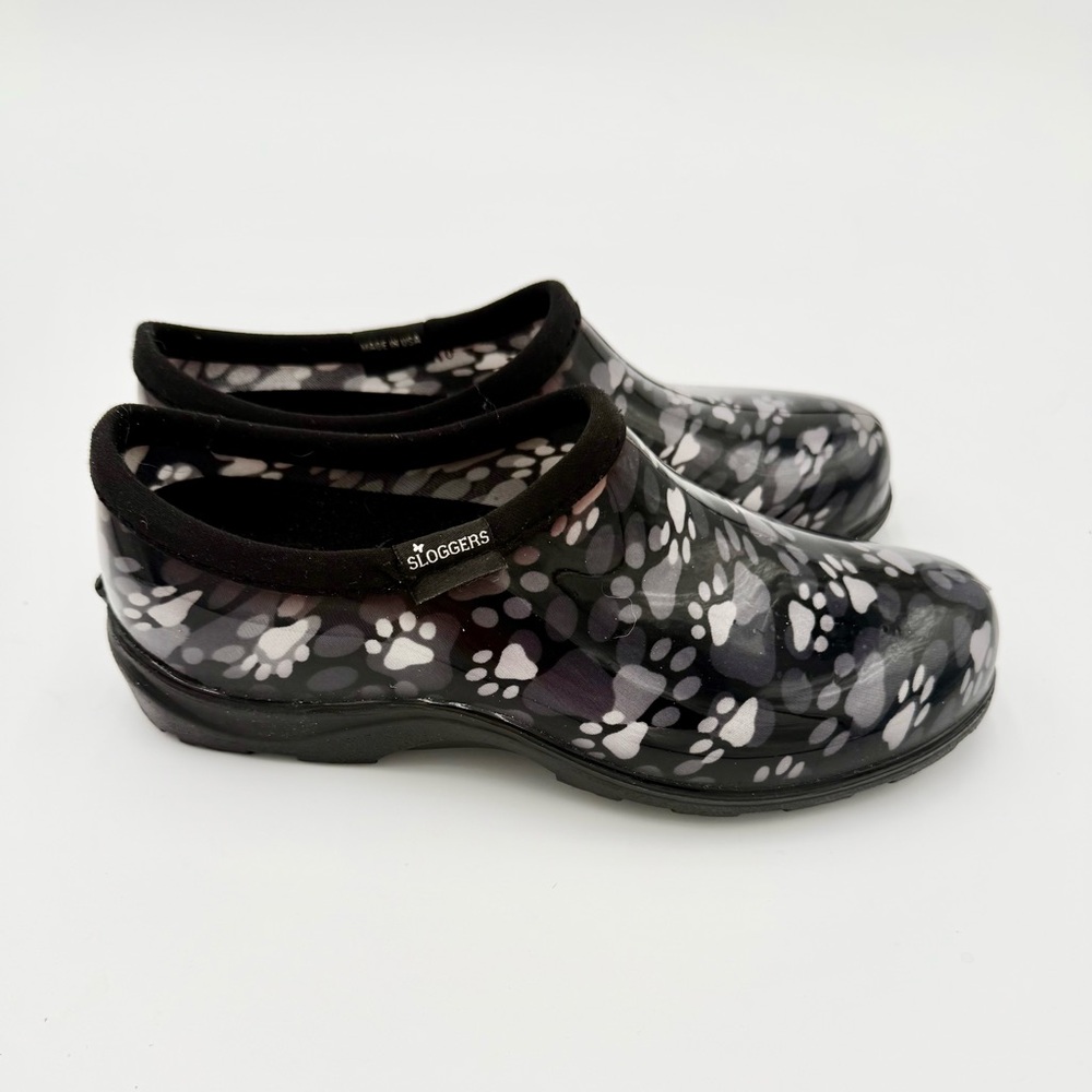 Sloggers Women's Black and White Paw Print‎ Mules